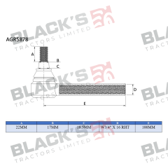 Track Rod End- Outer Right Hand (Threaded) suitable for Ford &amp; Fordson -  81815989  C5NN3289C