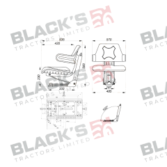 Wraparound Mechanical Suspension Seat- Blue suitable for Ford &amp; Fordson -  