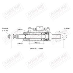 Hydraulic Top Link Kit (Cat. 3) with Knuckle / Ball Ends suitable for Fiat -  
